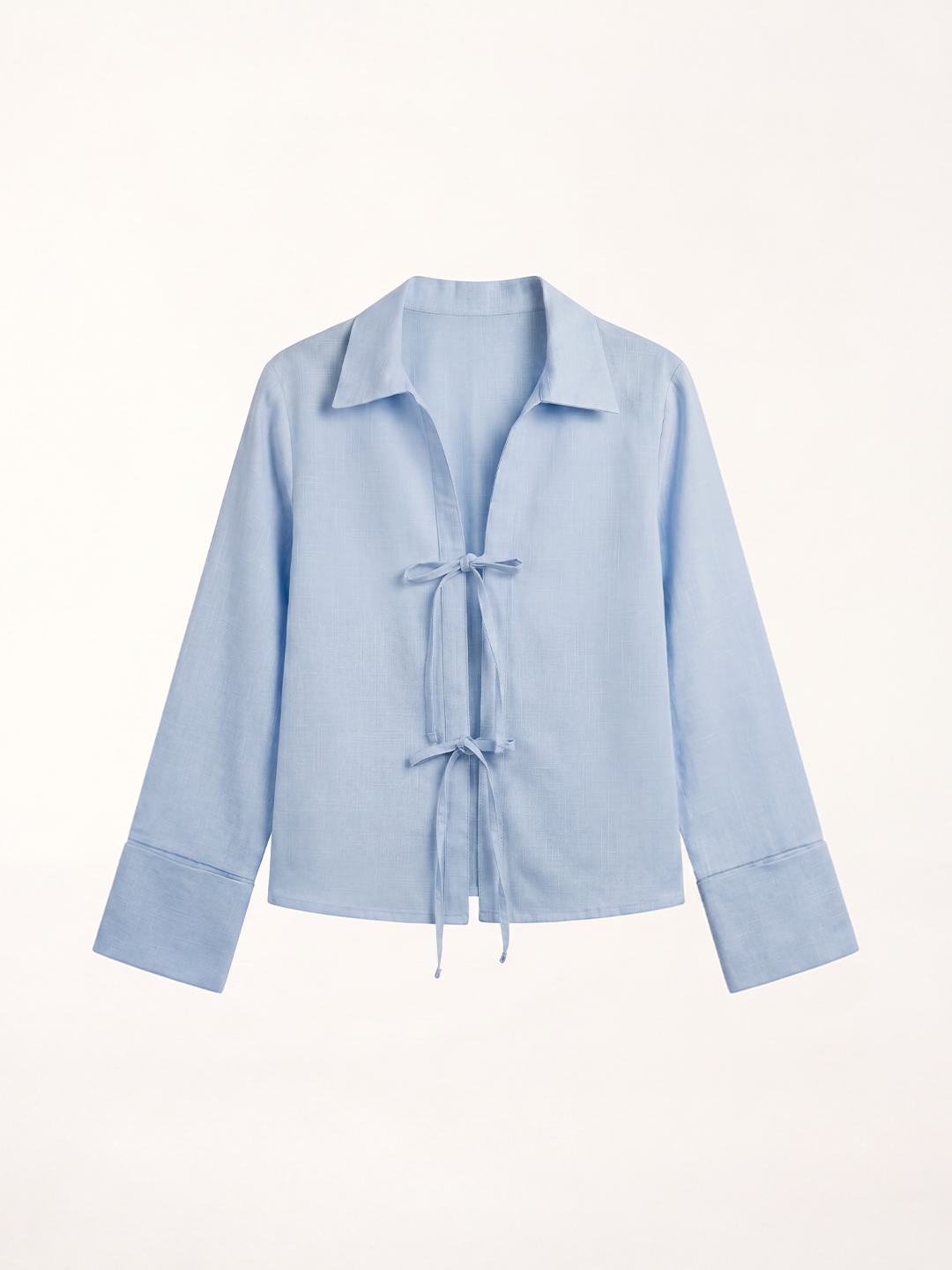 Tie Front Blouse - Light Blue