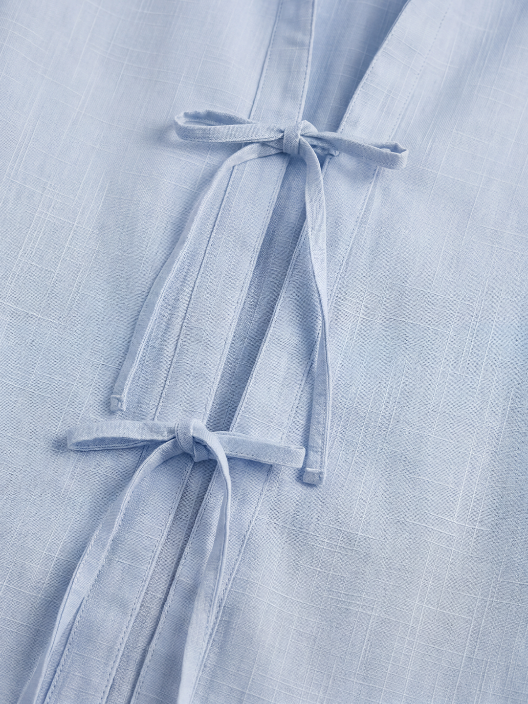 Tie Front Blouse - Light Blue