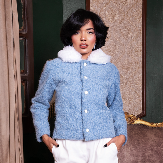 Wool Jacket with Fur Collar