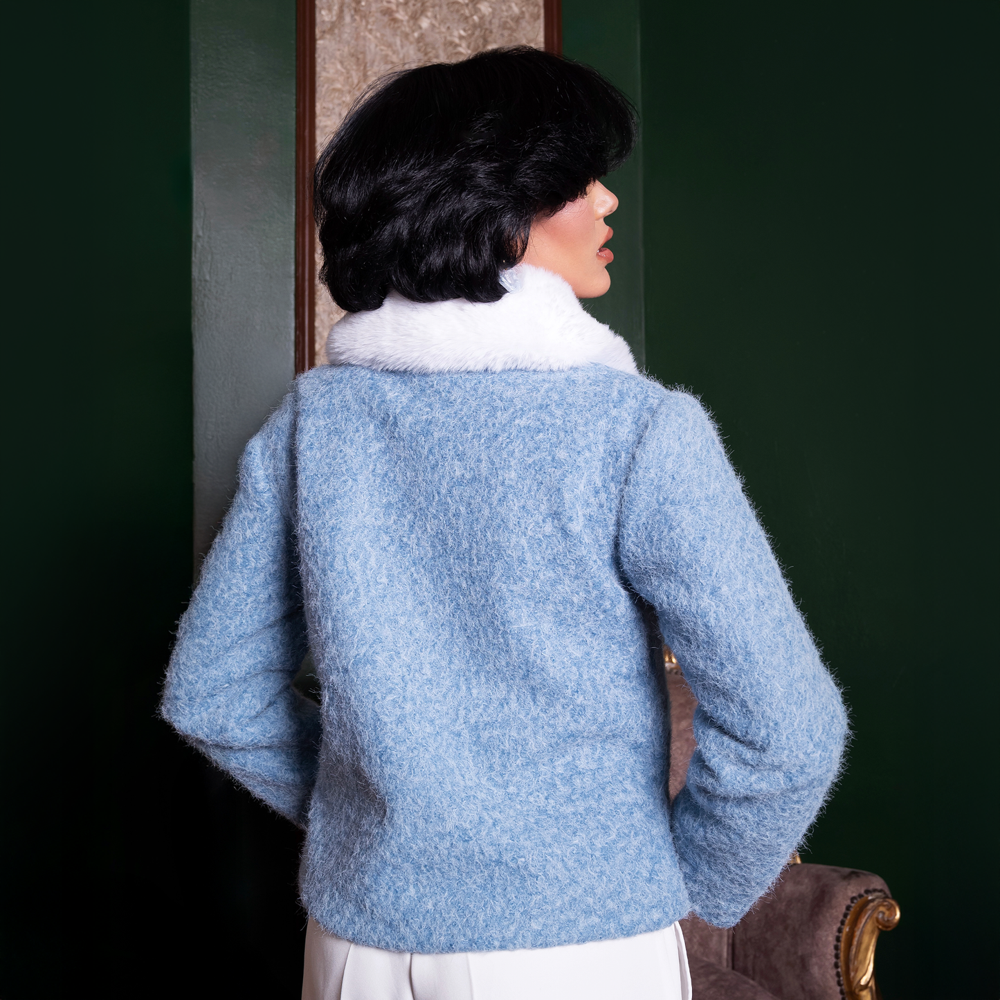 Wool Jacket with Fur Collar